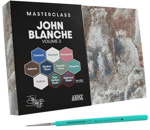 The Army Painter, Masterclass John Blanche Volume 3 Set Combo, 8 x 18 ml Warpaint Fanatic Paints, 2 Lavages, 1 Pinceau Dipit et 1 Impression d'art – Pour jeux de guerre miniatures