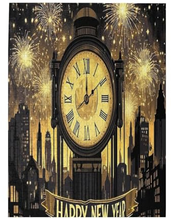 New Year Celebration Golden Clock Countdown Cheering 500 Piece Wooden Puzzle Jigsaw Puzzle for Adults Friend Family Birthday Gift