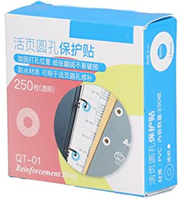 SIXRUN Adesivi di Rinforzo per Fori Fai-da-te Funzionamento Semplice Rinforza i Fori di Carta 250 Pezzi per Confezioni Regalo e Album Fotografici PVC Impermeabile (Trasparente)