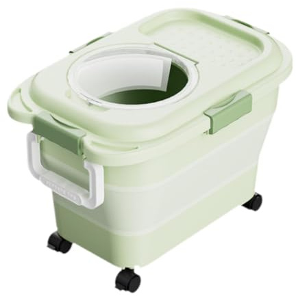 KESOTO Conteneur de Rangement Alimentaire pour Animaux Bac Repliable avec Couvercle Étanche Compartiment sur roulettes Transparent en PP pour Le Stockage D'A, Vert