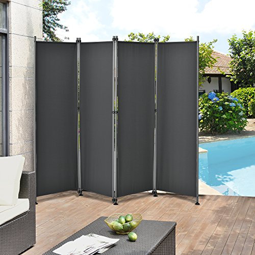 pro.tec Outdoor Trennwand 'Modica' 170 x 215cm - Paravent Sichtschutz Spanische Wand Garten Grau
