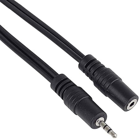 CABLEPELADO Cable Audio alargador Extensor | Jack Audio Estéreo 2,5 mm Macho a Hembra | Cable alargador de Audio estéreo | para Altavoces, Auriculares, Móvil, Tablet, MP3 | Negro | 2 Metros