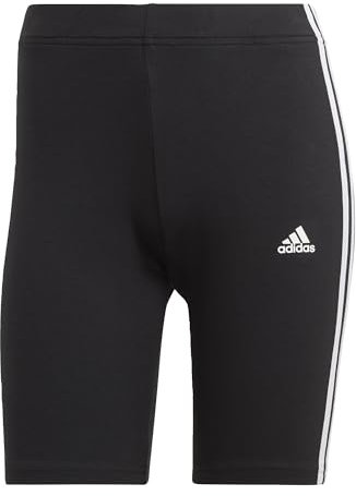 adidas Damen Essentials 3-Stripes Bike Shorts, Black / White, M