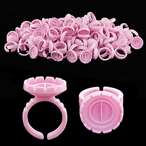Beauty Junko Lash Extensions Supplies - 100PCS Glue Rings, Holder for Volume Lashes Fan, Ring Cup for Eyelash Extension