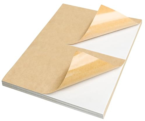 NATURALABEL Half Sheet Kraft Shipping Labels for Laser & Inkjet Printers - 2 per Page Self-Adhesive Mailing Labels, Matte (200 Count, 8.5 x 5.5)