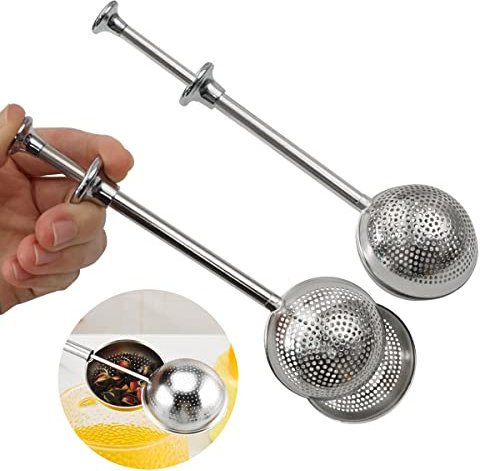 2 Pièces Infuseur à Thé,Infuseur Thé Inox à Long Manche,Infuseur The pour Tasse Filtre The pour Tasse Acier Inoxydable,Cuillere a The Infuseur,Boule a Thé,pour Thé en Vrac & épices,Tasse Théière