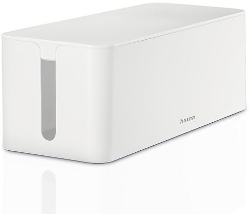 Hama Boîte pour câbles Maxi (Boite Rangement pour Cables chargeurs et multiprises, boitier Cache câbles 40x15,5x13,5cm, Pieds en Caoutchouc) Blanc