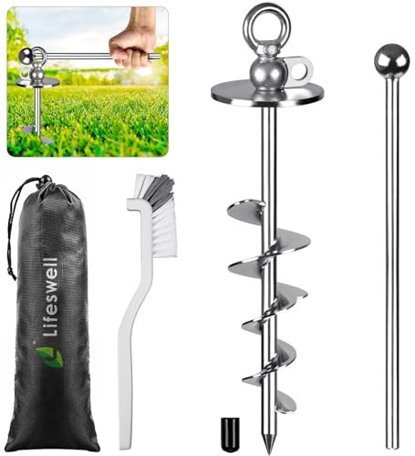 Lifeswell Estaca de amarre para perros de 15 pulgadas, anclaje resistente para perros de hasta 220 libras, sin enredos, fácil de instalar y quitar, ideal para patio, campamento y playa, 1 paquete