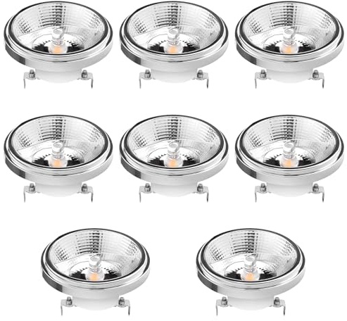 PAZWAHF Bombilla LED AR111 G53 de 12 vatios COB 1200 lúmenes Reflector Luces de inundación Bombilla Regulable Ángulo de Haz de 120°, Ajuste de Brillo del 10% al 100% (8 Piezas)