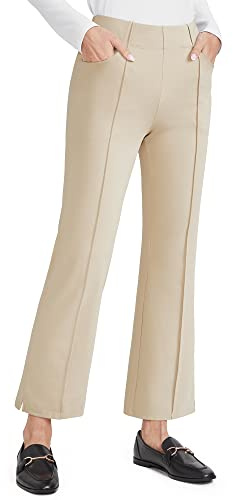 G4Free Pantalones de vestir de yoga para mujer, pantalones de tobillo de pierna ancha con bolsillos, elásticos, casuales, holgados, pantalones de trabajo de 25 pulgadas, 27 pulgadas, 29 pulgadas