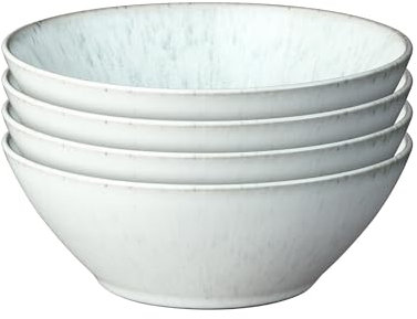 Denby - Kiln Green Cereal Bowl Set of 4-530ml Capacity, 16.5cm - Dishwasher & Microwave Safe Crockery - Tranquil & Soft Glaze Effect - Versatile Piece - Ceramic Stoneware - Chip & Crack Resistant