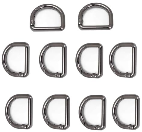 Naisfei 10 Pcs Metal D Ring, Metal Spring Clasp D Shape Snap Clip Hook Spring Keyring Buckles, Buckles Clasp Clamps for Backpacks Handbag, D Ring for Hardware Bags Ring Hand DIY Accessories(Black)