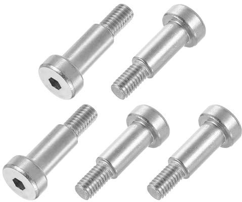 sourcing map 6Pcs 304 Stainless Steel Shoulder Bolt 8mm Shoulder Dia 16mm Shoulder Length M6 Thread Hex Socket Shoulder Bolts for Textile Hydraulic Injection Molding Machinery Industries