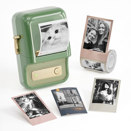NIIMBOT Etichettatrice B21 Pro,Stampante per etichette Adesivo Termico Senza Inchiostro,300DPI HD Label Printer per foto, appunti, grafica di studio, Memo Maker (Verde scuro)