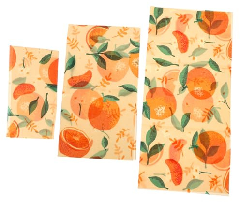 SHINEOFI 3 Feuilles Beeswax Food Wraps Cire Abeille Alimentaire Réutilisable Film Alimentaire Conservation Aliments Écologique