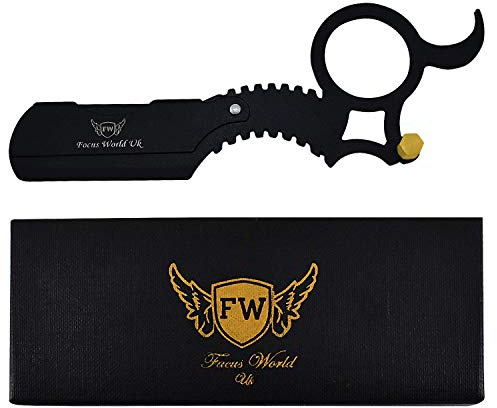 Focus World Barber Razor Straight Razor Cutthroat Ring Razor for Salon and Home Shaving,FW-0198