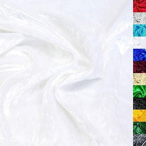 TOLKO 1m Pannesamt Stoff Meterware | glänzender Stretch Samt 145cm breit für Vorhänge Gardinen Bühne Kostüm Kleid Bekleidung | Pannesamt-Dekostoff | Stoffe zum Nähen Meterware Dekorieren (Weiß)
