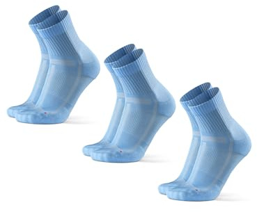 DANISH ENDURANCE Quarter Laufsocken, Knöchelhohe Sportsocken, Atmungsaktive Socken, Damen & Herren, 3 Paar, Hellblau, 35-38