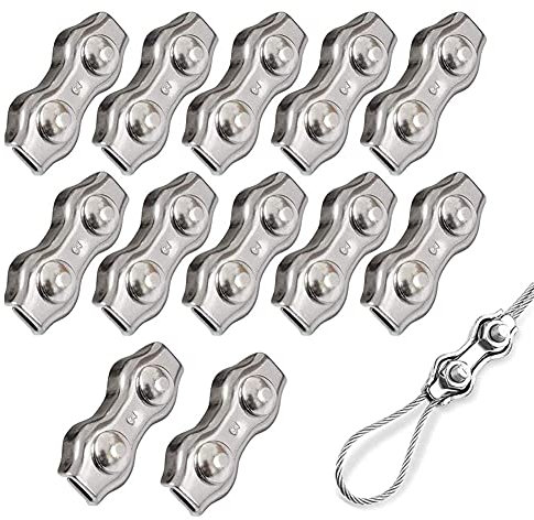 12 sztuk 3 mm zacisk do liny drucianej M3, zacisk na linkę drucianą 304 duplex ze stali nierdzewnej, szeroko stosowany w przemyśle, budownictwie, transporcie, statku i kotwiczeniu (M3)