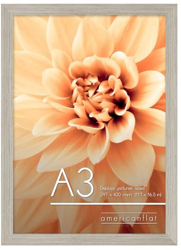 Americanflat Cornice A3 Effetto Legno di Mare - Cornice da Parete in Legno MDF e Vetro Temperato Infrangibile - Da Appendere in Verticale o Orizzontale