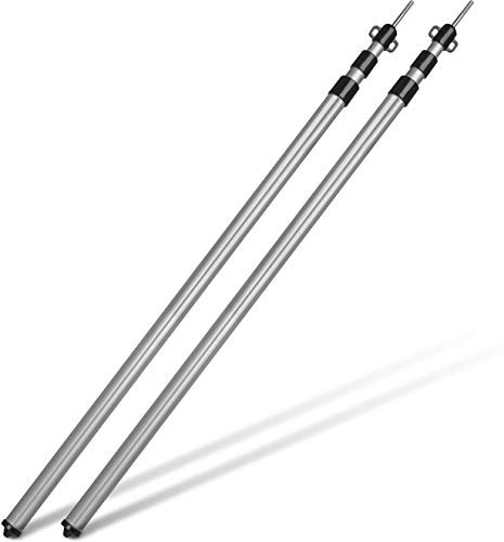 normani Alu Zeltstange Aufstell-Stange Ultraleichte Teleskopstange Ersatzstange Tarpstange mit Bodenspitze und Befestigungsösen - Doppelpack Farbe Alu Größe 116-300 cm