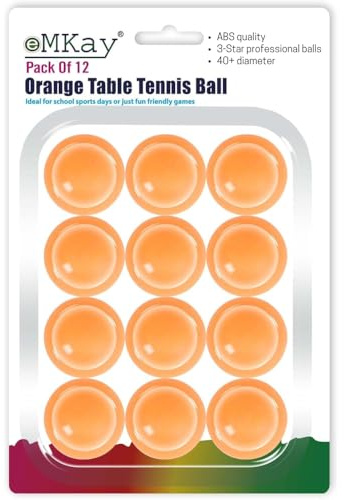 eMKay® Pack of 12 Ping Pong Table Tennis Balls (3-Star 40+ High-Performance ABS Material Training Balls) Ideal for Indoor and Outdoor Table Tennis - ORANGE