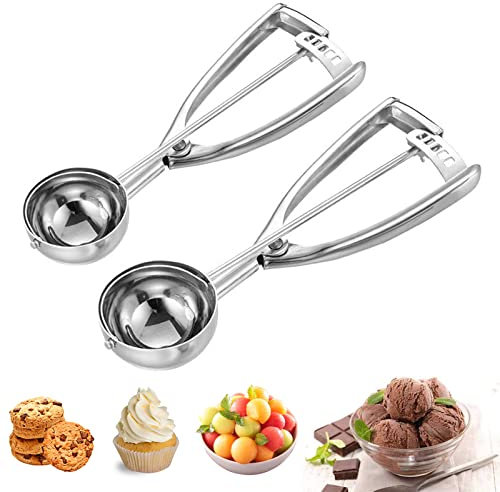 Micacorn Paletta per Gelato Set, 2 Pezzi Cucchiaio in Acciaio Inox per Gelato, Paletta per Gelato con Grilletto, Acciaio Inox Scoop Multifunzione 304 per Fare Il Gelato Polpette Biscotti Frutta