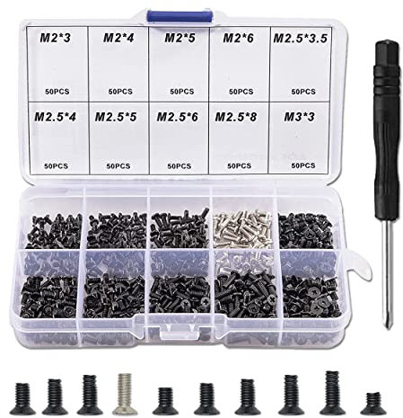 Set 500 Pezzi M2 M2.5 M3 Viti per Computer Notebook e Laptop - Kit Assortimento 10 Dimensioni per Scheda Madre Portatile