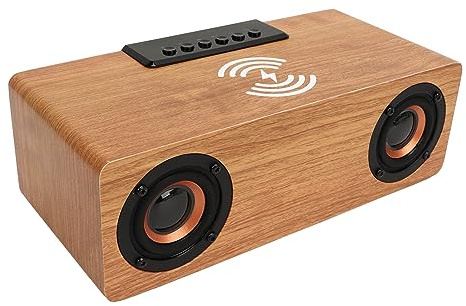 Väckarklocka med Bluetooth-högtalare i trä med FM-radio Trådlös Telefonladdare Väckarklocka Bluetooth-högtalare för Sängkanten i Sovrummet