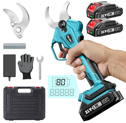 SeeSii Tijeras de Podar Eléctricas, Tijeras de Podar a Batería 4000mAh, Apertura Máxima de la Hoja 40mm, LCD Display, Tesoura de Podadora Electrica Brushless para Jardinería, Árboles Frutales, Viñedos
