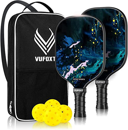 The The Batting Cages Field 95 Lot de 2 raquettes de pickleball avec noyau en nid d'abeille en graphite avec 4 boules de cornichon, 2 rubans adhésifs, 1 sac