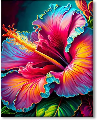 Gutluz Malen Nach Zahlen Erwachsene Blume Malen-Nach-Zahlen Erwachsene Blumen Malen Nach Zahlen Kinder Paint By Numbers Adults Flowers Painting By Numbers Leinwand Pinsel Farben 40x50cm