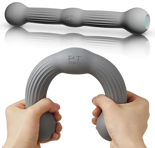 PT Pro Tennis Elbow Trainer For Physical Therapy, Textured Grip, Elbow Pain Relief, Resistance Bar For Tendonitis And Golfer's Elbow, Improve Grip Strength, Pickleball Elbow And Golfer's Elbow, Gray