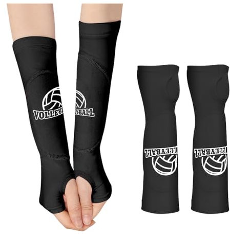 YZROHYI 1 Par Protector Antebrazo Voleibol Mujer Niña, Manguitos Voleibol Accesorios, Mangas para Brazos Voleibol, Coderas de Compresión para Brazo de Voleibol con Almohadilla Protectora -Negro
