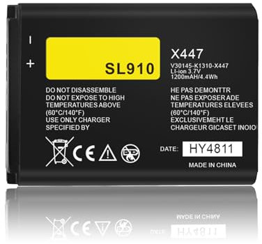 FLSTOR Akku für Siemens Gigaset SL910, SL910A, SL910H Telefon, 1200mAh 3.7V Li-Ion Ersatzakku kompatibel mit V30145-K1310K-X447, V30145-K1310-X447, V30145-K1310K-X447-0-HY, (1 Stück)