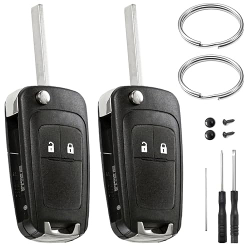 2 Piezas Carcasa Llave 2 Botones Compatible con Opel Adam Astra J Insignia Meriva B Mokka Zafira y Chevrolet Cruze Aveo Orlando Spark Trax Captiva Matiz Mando a Distancia Funda Llave Coche de Repuesto