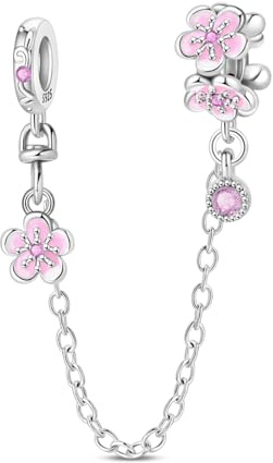 YIXUAN Pink Flowers Stopper Clip Charms Kompatibel mit Pandora Armbändern 925er Silber Das ideale Schmuckgeschenk für Frauen für Weihnachten Geburtstage und Reisen