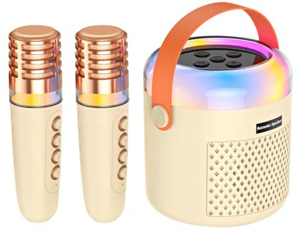 Machine À Karaoké pour,Enceinte De Voyage avec Lumières LED,Enceinte De Karaoké avec | pour la Pratique du Chant à Domicile, Les Voyages, Les Fêtes d'anniversaire, Noël et Les