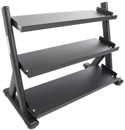 TKO 3-Tier Dumbbell Rack & Kettlebell Rack | Perfect for Any Home Gym | Black Weight Stand | Keep Your Workout Area Clean & Safe