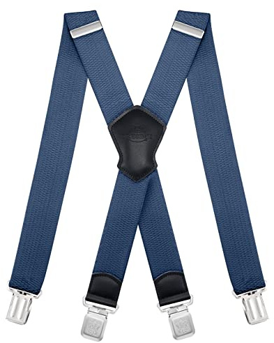 Dresime Bretelle da Uomo per pantaloni con 4 clip forti 4 cm di larghezza, per Uomini e Donne Grandi e alti Larghezza Regolabile di Elastiche e Forma a X Elastica