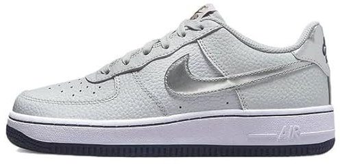 Nike Air Force 1 (GS), niedrige Turnschuhe für Kinder und Jugendliche, Reines Platin Silber Metallic, 36 EU