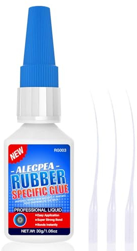 ALECPEA Rubber Glue 30g, Clear Flexible Cyanoacrylate Adhesive | Weatherproof Adhesive for Tires, Boots, Belts, DIY Crafts, Cars, Tubes, Shoes - Quick Set in 15s, 3 Applicator Nozzles