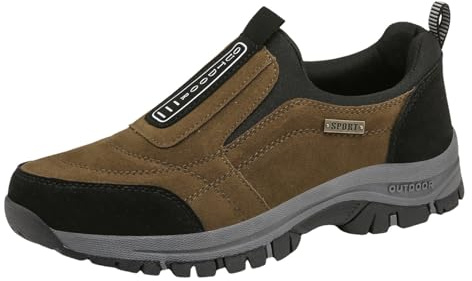 POIUIYQA Zapatos para Caminar para Hombre, Zapatillas de Senderismo al Aire Libre, Zapatos de Senderismo sin Cordones para Hombre, Zapatos Ortopédicos, Zapatos Ligeros para el Trabajo