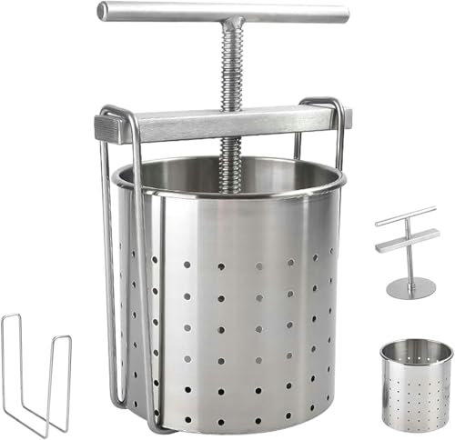 FUEPRFL Drücken Sie Obstwein Mit Edelstahlkorb, Edelstahlfässern Für Apfelwein, Wein Und Apfelwein ~//