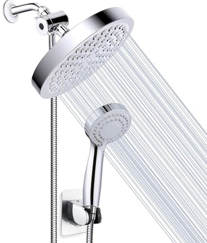 7JI Duschsystem ohne Armatur, Unterputz Duschsystem，Regendusche Überkopfbrauseset, Handbrause Mit 3 Strahlarten, Edelstahlschlauch, Duschkopf & Handbrause，ABS Dusche，Chrom