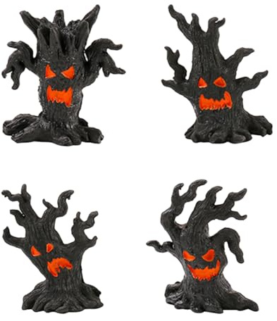 HAICN 4Pieces Halloween Spook House Aquarium Decoration Mini Spooky Table Micro Landscape Ornament Resin Fish Tank Craft Aquarium Decorations for Haunted House Village Accessories