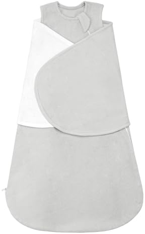 ZIGJOY Baby Swaddle Sleeping Bag 1.5 Tog Winter Fleece Newborn Swaddle Blanket Wrap 0-6 Months Adjustable Sleep Sack for New Born Boys Girls Essentials, Grey