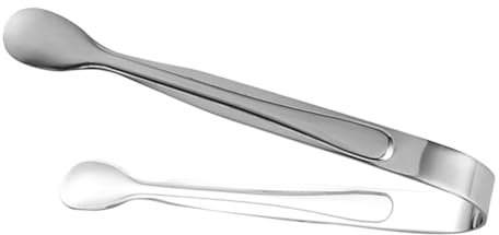 mophrati Pinza per zucchero in acciaio inossidabile, lavabile in mano, elegante, tinta unita, raccoglitore di cubetti di ghiaccio, accessori per utensili da portata, Argento
