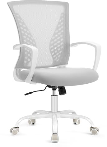 SONGMICS Bürostuhl, Schreibtischstuhl mit Netzbespannung, höhenverstellbarer Computerstuhl, Drehstuhl, Wippfunktion, atmungsaktiv, Büro, Arbeitszimmer, bis 120 kg belastbar, Taubengrau OBN022GD01