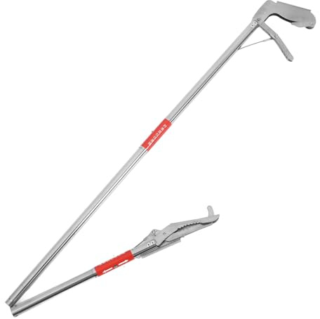 FOMIYES Pince à Anguilles Polyvalente en Métal Solide, Pince à Reptiles Pliable 127 CM pour Attraper Serpents